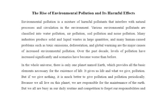Mẫu bài environmental pollution essay về sự gia tăng ô nhiễm môi trường