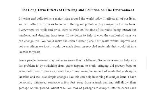 Mẫu bài environmental pollution essay về các hiệu ứng lâu dài của ô nhiễm môi trường
